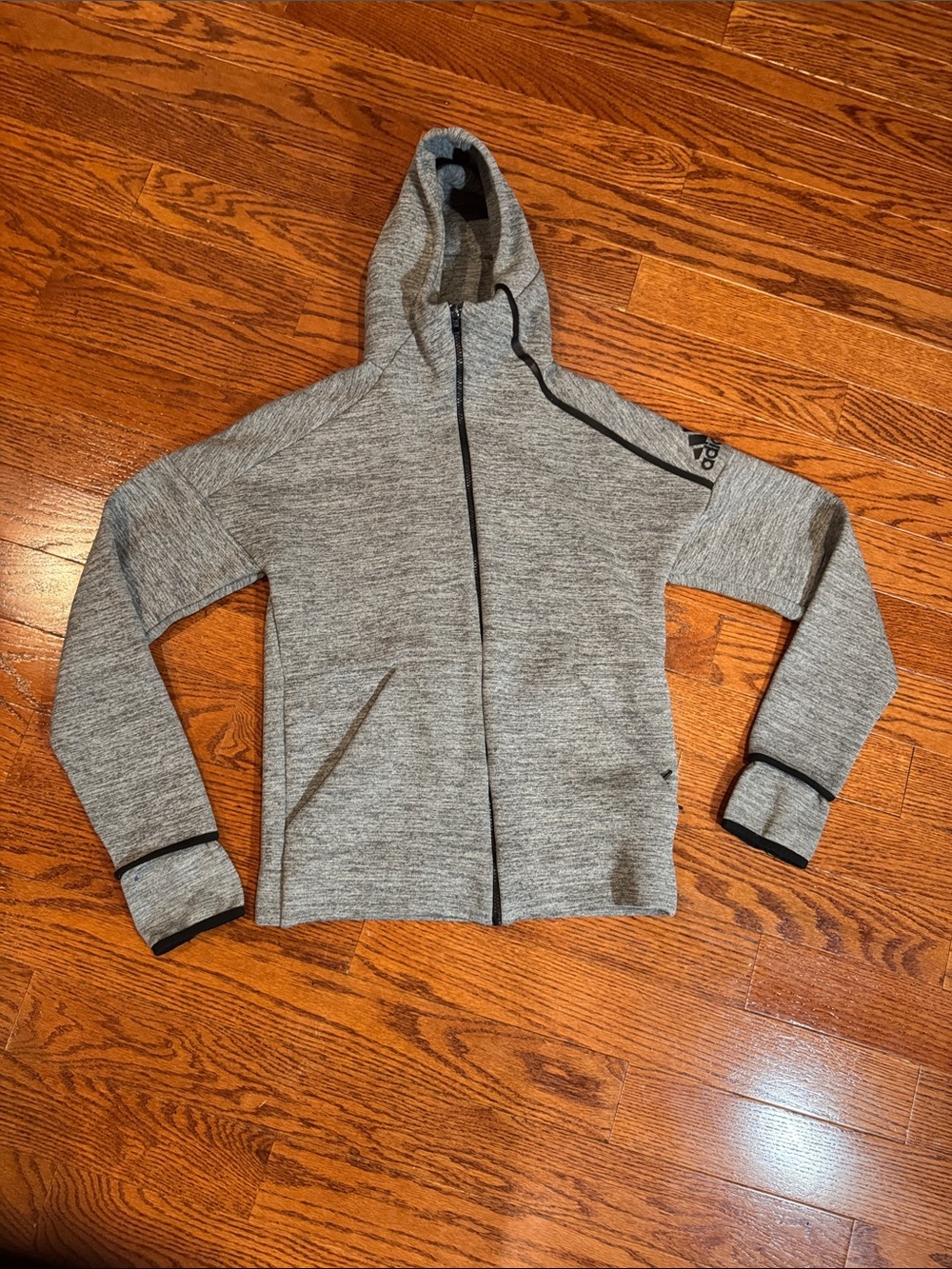 Grey Hooded Zip-Front men's Jacket